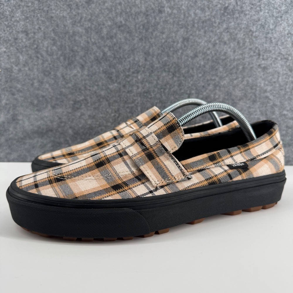Vans Style 53 MTE-1 Loafers Womens 11 Mens 9.5 Tan Plaid Platform Lug Sole